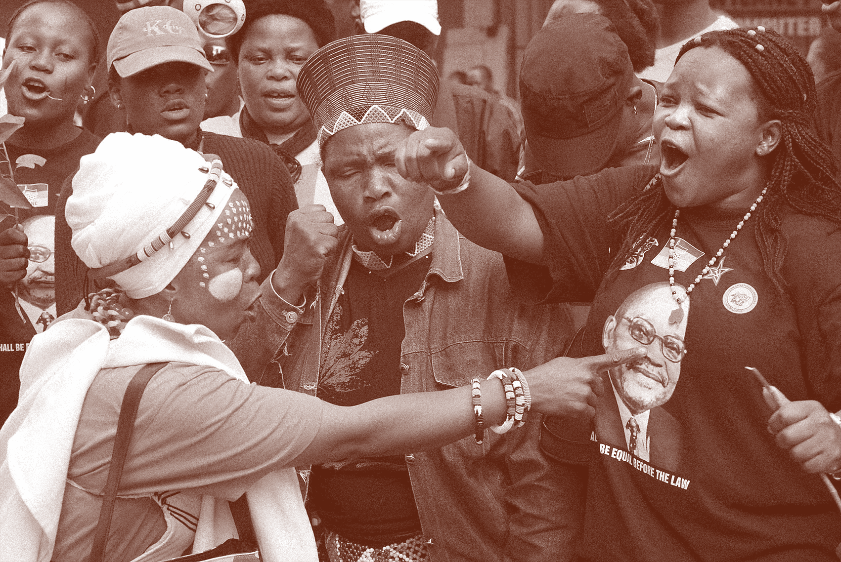 3 people animated chanting and dancing at protest